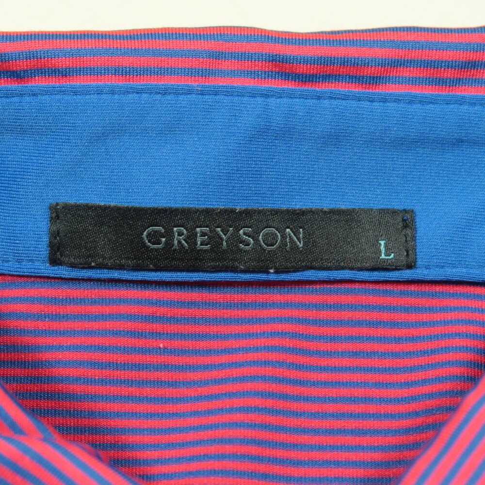 Greyson Striped Jersey Golf Polo Shirt Mens L Red Blue Short Sleeve - Picture 5 of 5
